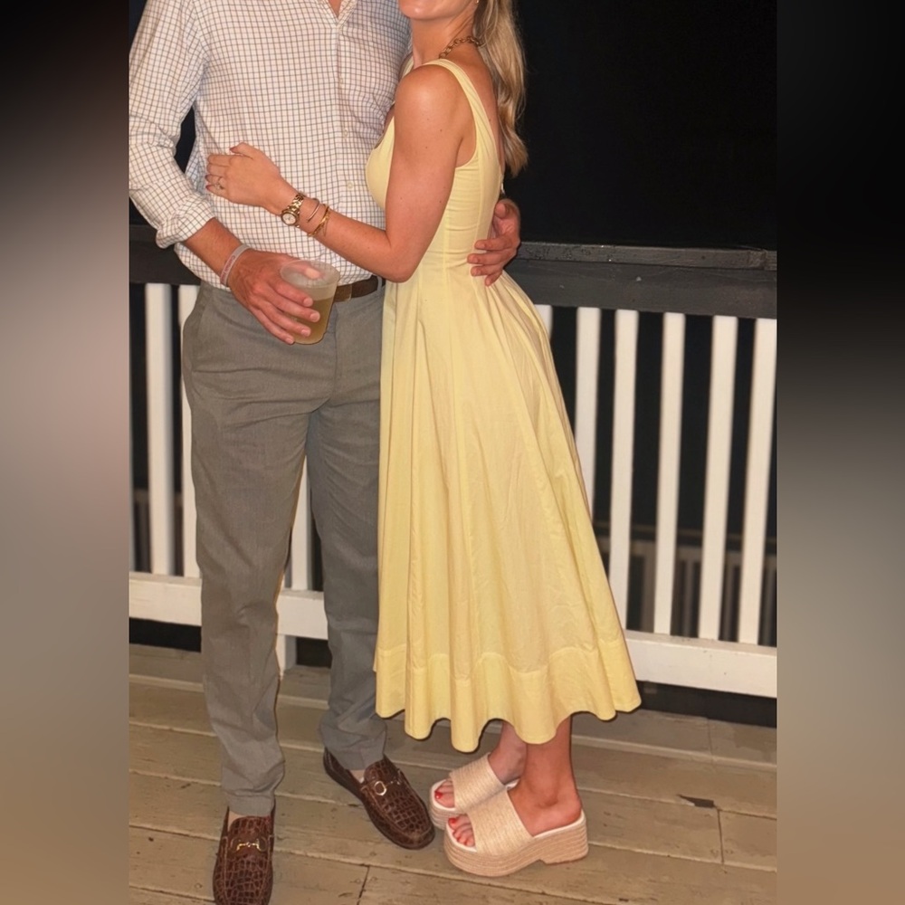 STAUD Yellow Midi Dress